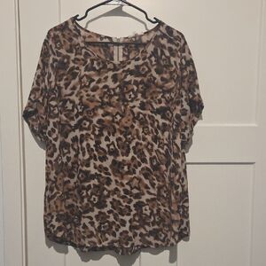 Maurices Brown Leopard Print Short Sleeve Top